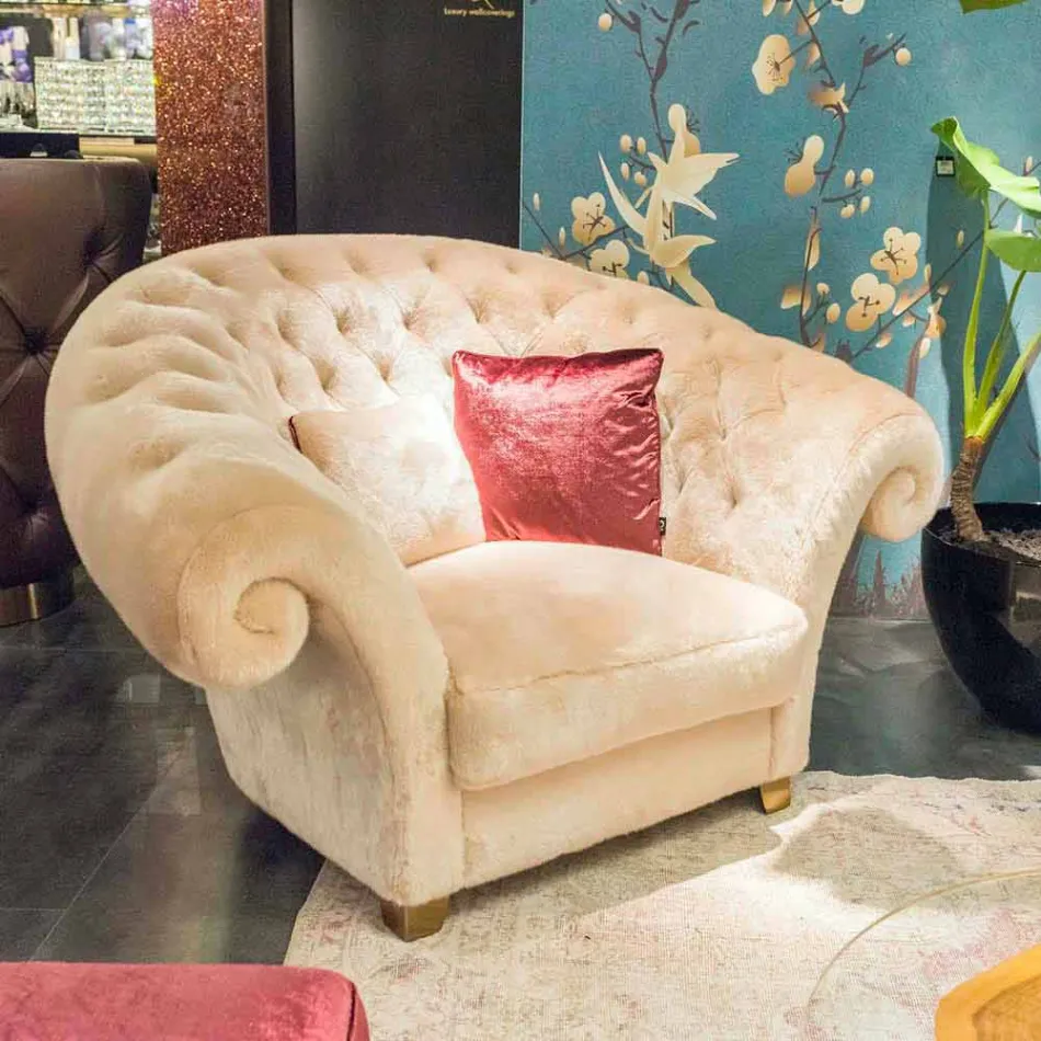 sillón acolchado a máquina de piel sintética Balma Viadurini