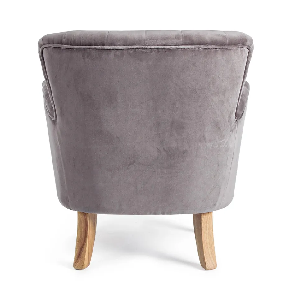 Sillón clásico en madera y asiento acolchado en algodón acolchado - Monny Viadurini