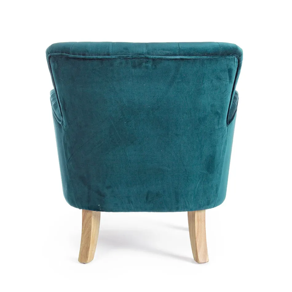 Sillón clásico en madera y asiento acolchado en algodón acolchado - Monny Viadurini