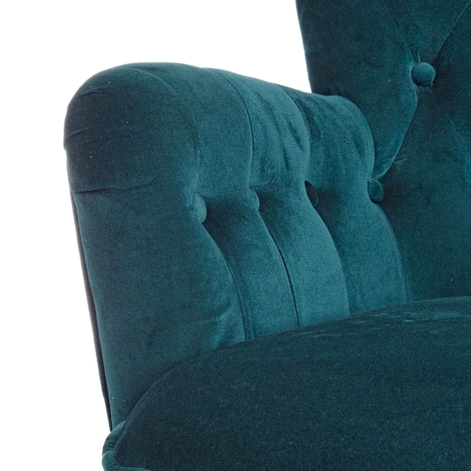 Sillón clásico en madera y asiento acolchado en algodón acolchado - Monny Viadurini