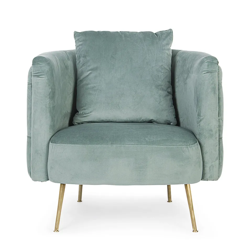 Sillón clásico tapizado en madera con efecto terciopelo Homemotion - Nichy Viadurini