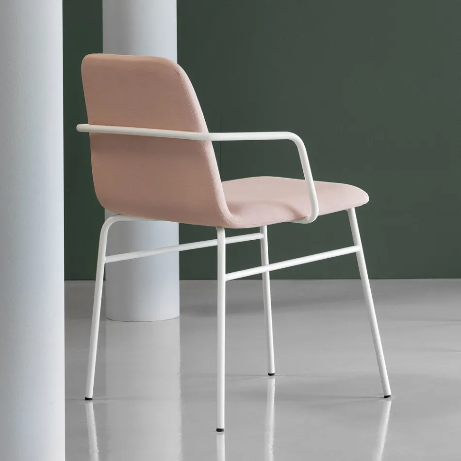 Sillón de lujo de colores en tela con base de metal Made in Italy - Molde Viadurini
