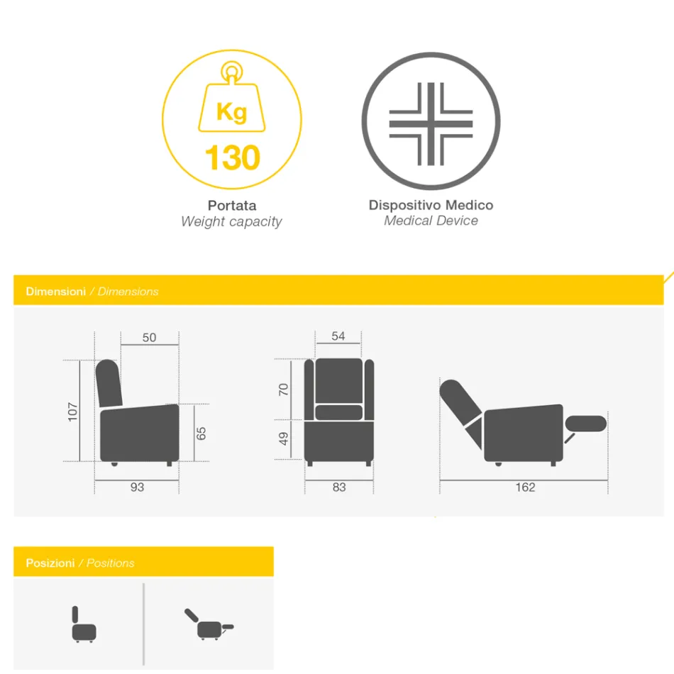 Sillón con base giratoria de acero y reposapiés Made in Italy - Valentina Viadurini