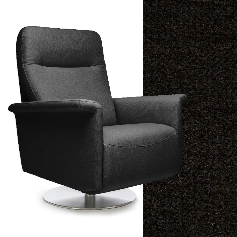 Sillón con base giratoria de acero y reposapiés Made in Italy - Valentina Viadurini