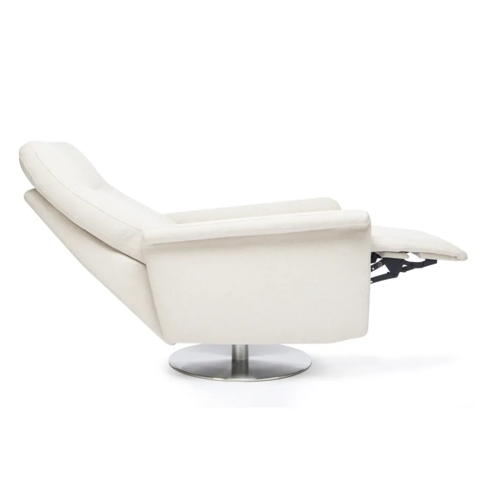 Sillón con base giratoria de acero y reposapiés Made in Italy - Valentina Viadurini