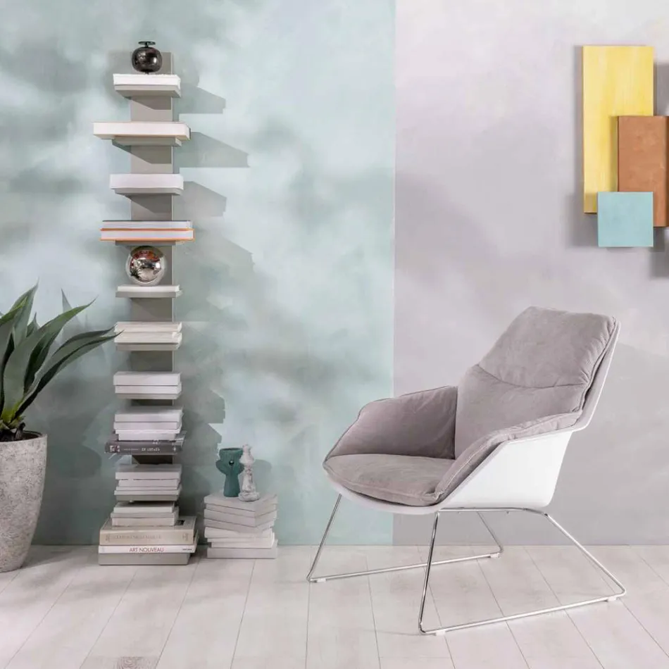 Sillón con base de metal, estructura de polipropileno y cojines de tela - Tablet Viadurini