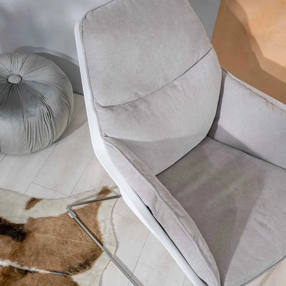 Sillón con base de metal, estructura de polipropileno y cojines de tela - Tablet Viadurini