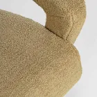 Sillón con reposabrazos en madera de caucho y asiento efecto lana - Patrizia Viadurini