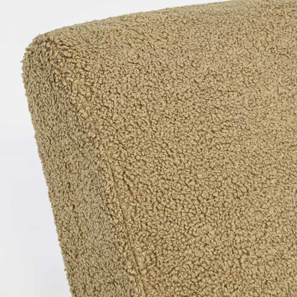 Sillón con reposabrazos en madera de caucho y asiento efecto lana - Patrizia Viadurini