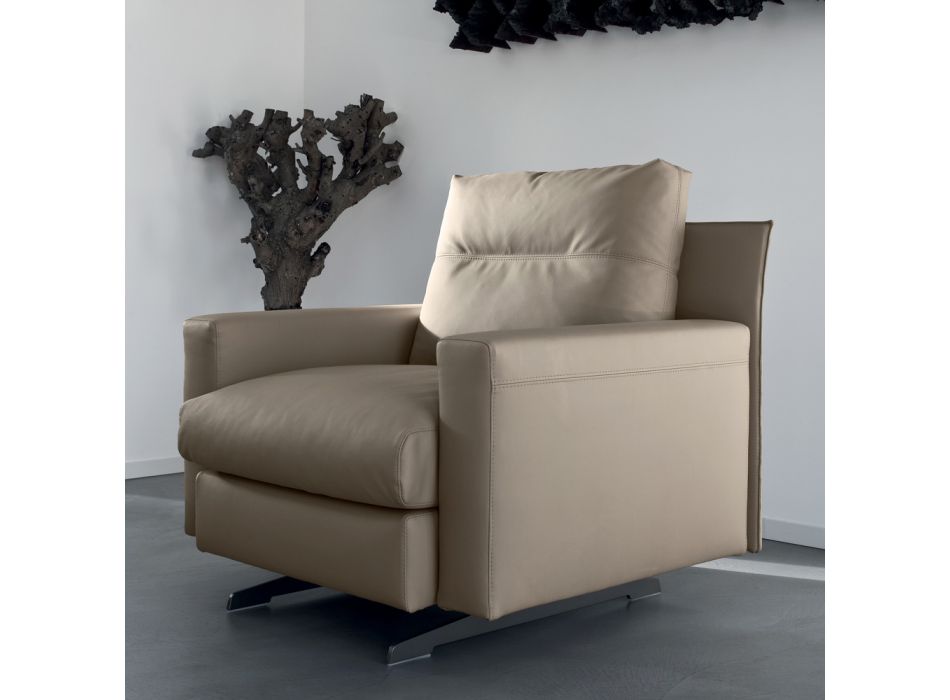 Sillón con cojín de asiento acolchado en pluma y poliéster Made in Italy - Malizioso Viadurini