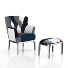 Sillón con Puf en Tela Patchwork - Bromo Viadurini