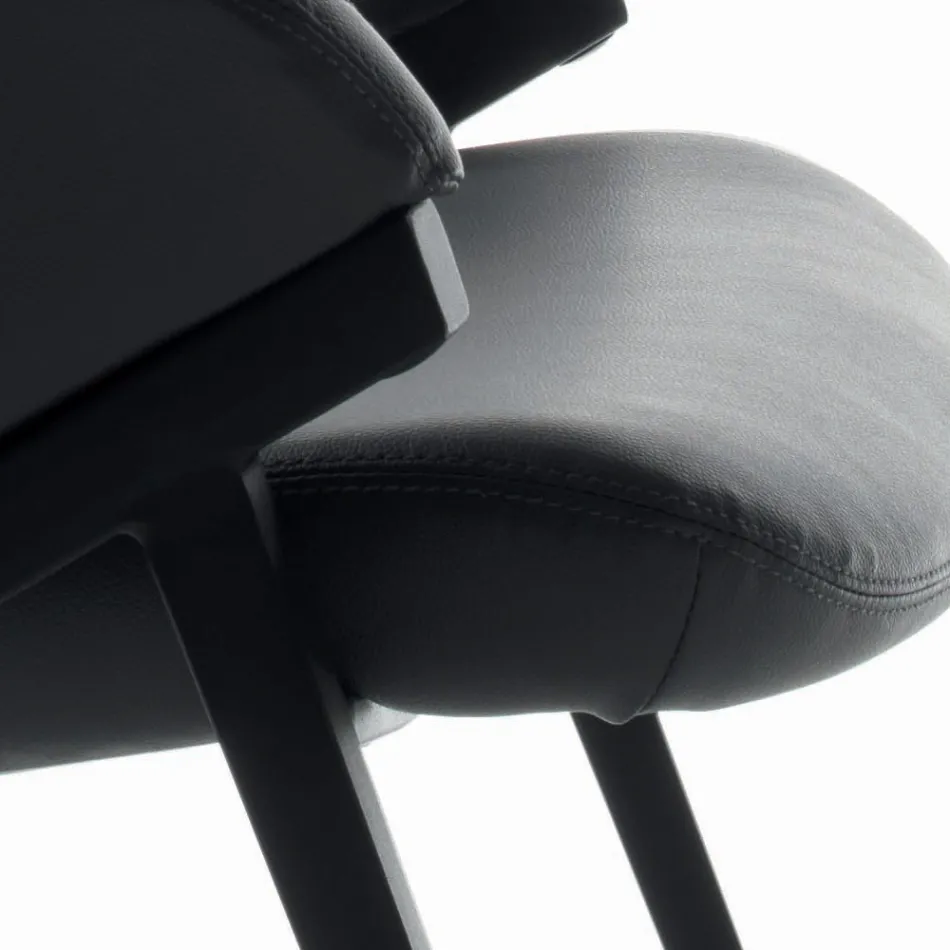 Sillón con estructura de acero y asiento de ecopiel grafito Made in Italy - Reggio Viadurini