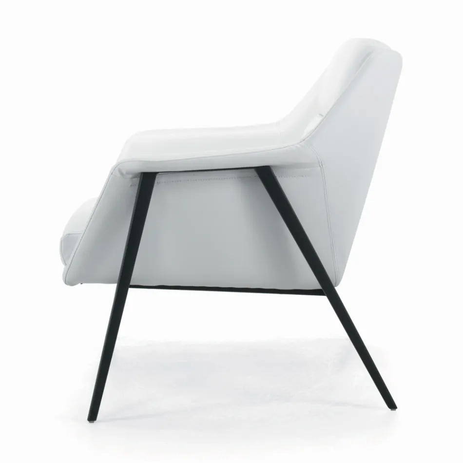 Sillón con estructura de acero negro y asiento de ecopiel Made in Italy - Modena Viadurini