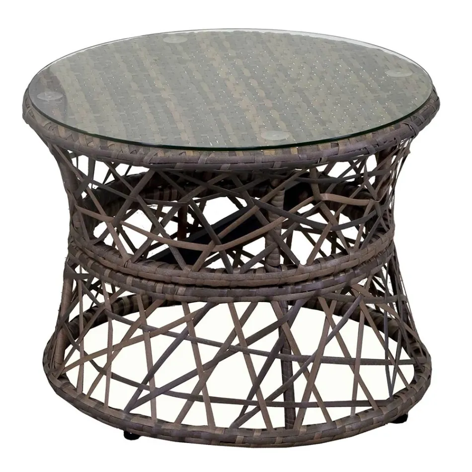 Sillón con Estructura de Aluminio Revestido de Polyrattan y Mesa de Centro - Puntina Viadurini