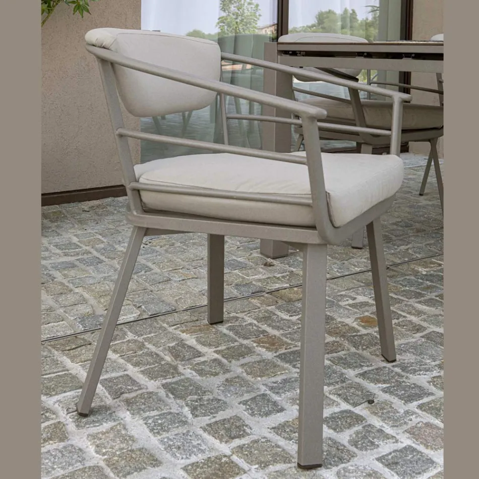 Sillón de exterior con estructura de aluminio gris tórtola - Righello Viadurini