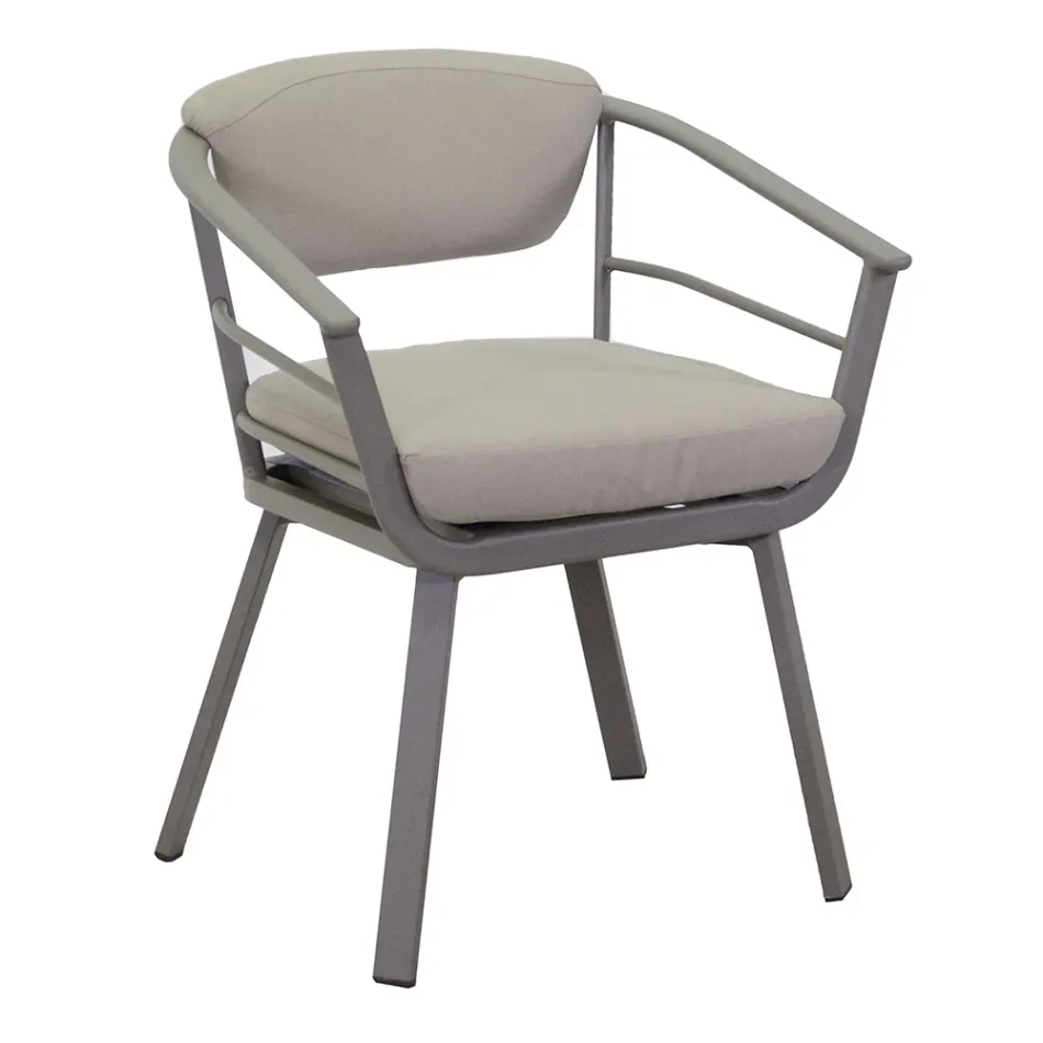Sillón de exterior con estructura de aluminio gris tórtola - Righello Viadurini