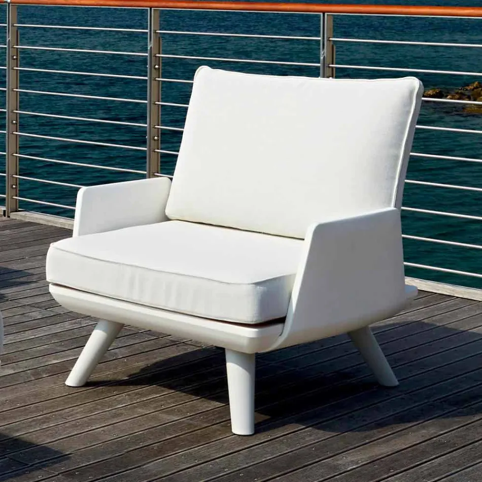 Sillón de exterior tapizado de diseño blanco y moderno - Samurai by Myyour Viadurini