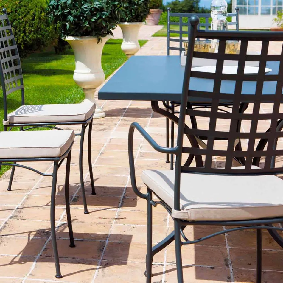 Sillón de metal apilable para exterior Hecho en Italia, 4 piezas - Pira Viadurini