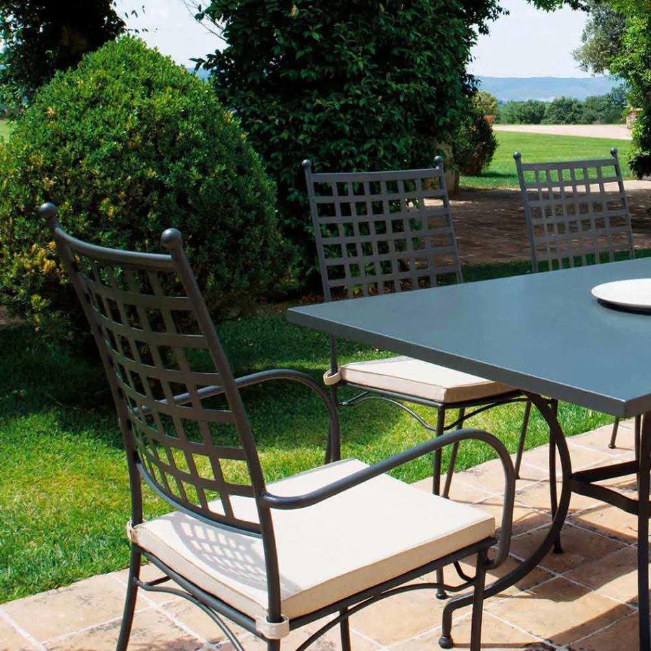 Sillón de metal apilable para exterior Hecho en Italia, 4 piezas - Pira Viadurini