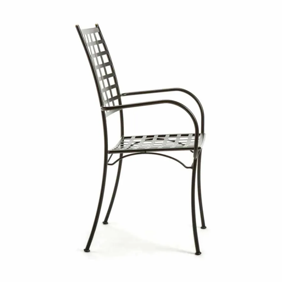 Sillón de metal apilable para exterior Hecho en Italia, 4 piezas - Pira Viadurini