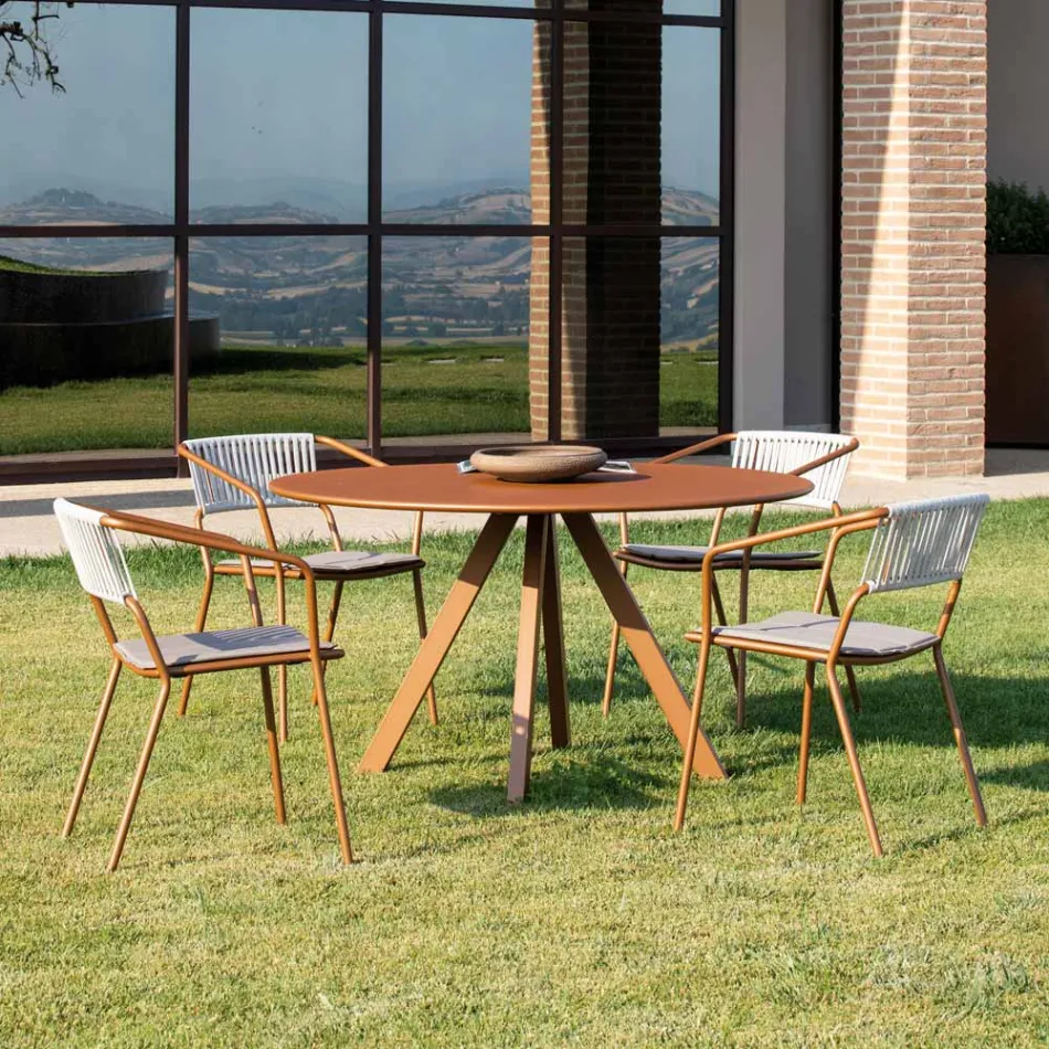 Sillón de exterior en acero galvanizado apilable Made in Italy 2 piezas - Vesna Viadurini