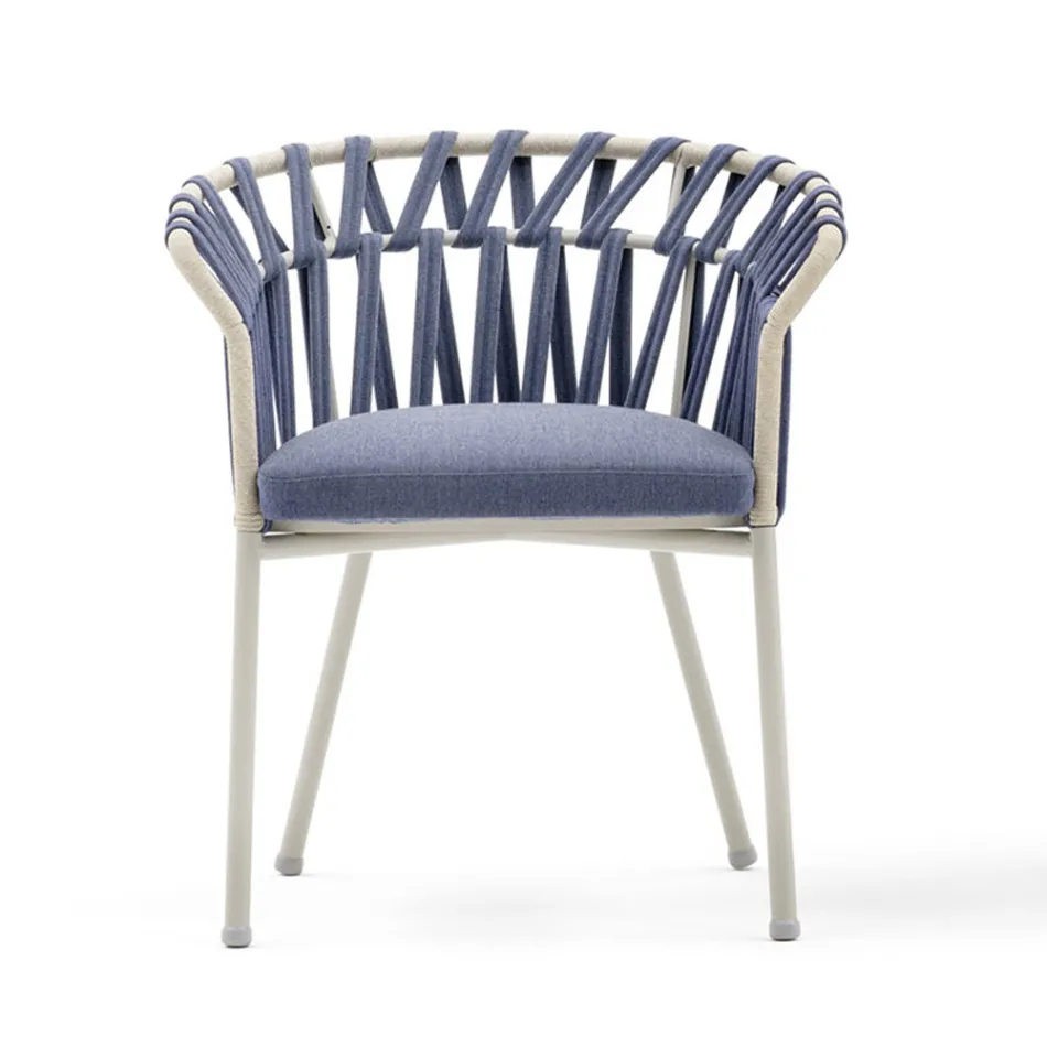 Sillón de exterior en cuerda, tela y aluminio - Emma Cross by Varaschin Viadurini