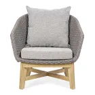 Sillón de exterior en tejido de cuerdas y madera de teca, Homemotion - Callum Viadurini