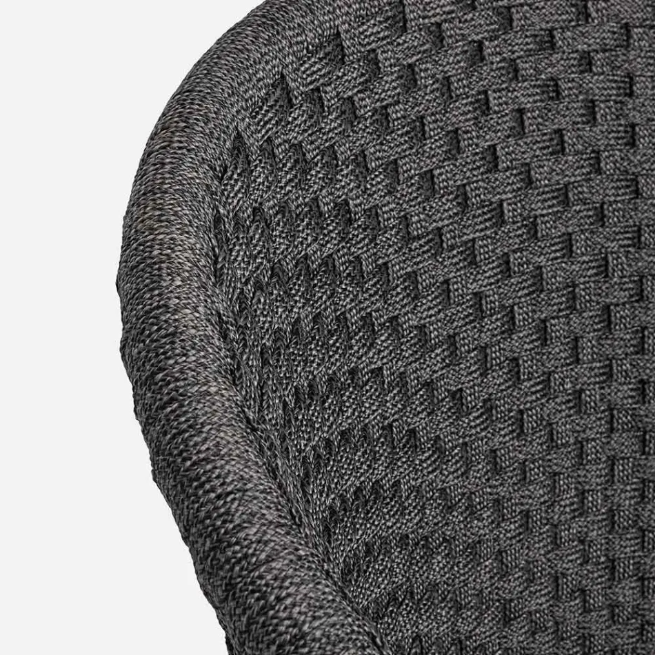 Sillón de exterior en madera y cuerda con cojín, Homemotion, 2 piezas - Oskana Viadurini