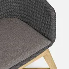 Sillón de exterior en madera y cuerda con cojín, Homemotion, 2 piezas - Oskana Viadurini