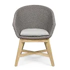 Sillón de exterior en madera y cuerda con cojín, Homemotion, 2 piezas - Oskana Viadurini