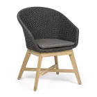 Sillón de exterior en madera y cuerda con cojín, Homemotion, 2 piezas - Oskana Viadurini