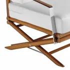 Sillón de exterior en madera natural o negro brillante o mate y cojín - Suzana Viadurini