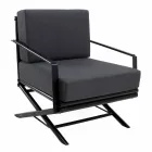 Sillón de exterior en madera natural o negro brillante o mate y cojín - Suzana Viadurini