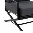 Sillón de exterior en madera natural o negro brillante o mate y cojín - Suzana Viadurini