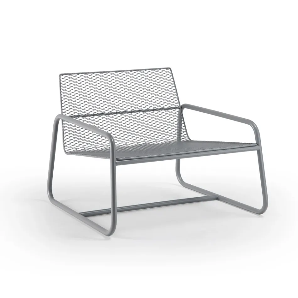 Sillón de metal para exterior con cojín de lujo Made in Italy - Karol Viadurini