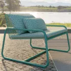 Sillón de metal para exterior con cojín de lujo Made in Italy - Karol Viadurini