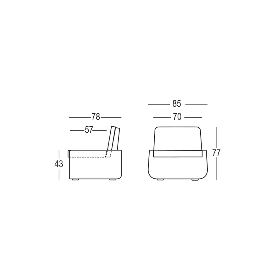 Sillón de exterior en polietileno con cojín de tela Made in Italy - Belida Viadurini