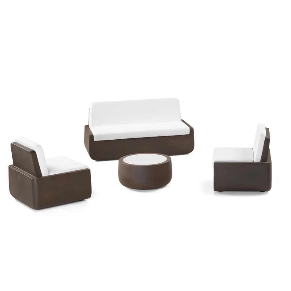 Sillón de exterior en polietileno con cojín de tela Made in Italy - Belida Viadurini