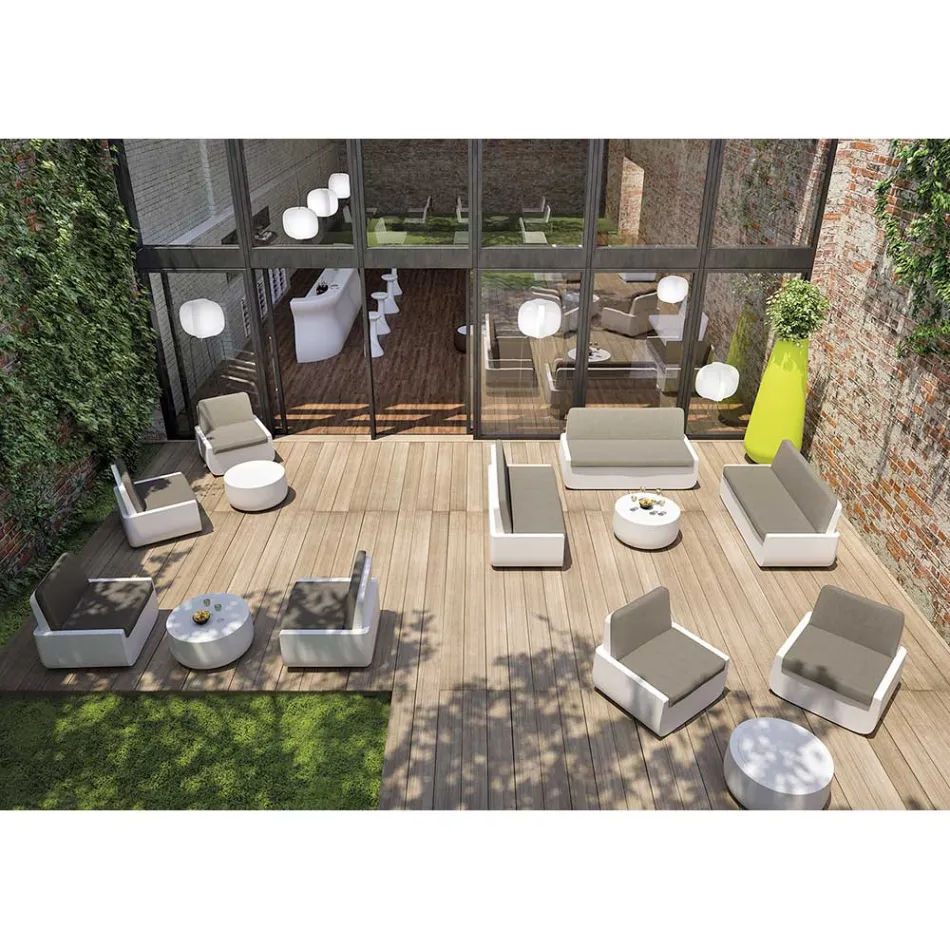 Sillón de exterior en polietileno con cojín de tela Made in Italy - Belida Viadurini