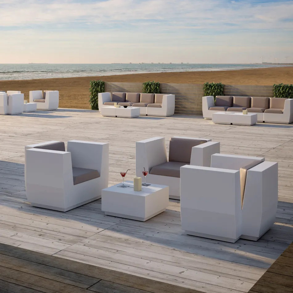 Sillón de exterior en polietileno con cojín Made in Italy - Chiabotto Viadurini