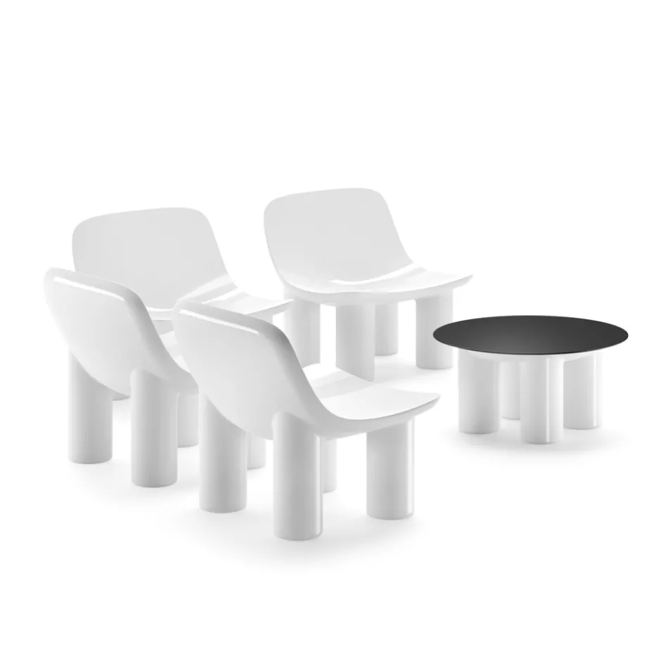 Sillón de exterior en polietileno con cojín Made in Italy - Freccia Viadurini