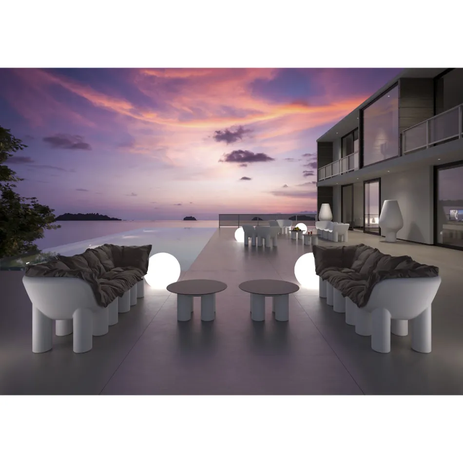 Sillón de exterior en polietileno con cojín Made in Italy - Freccia Viadurini