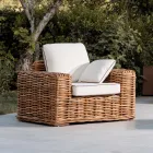 Sillón de exterior en ratán natural con cojines incluidos - Keira Viadurini