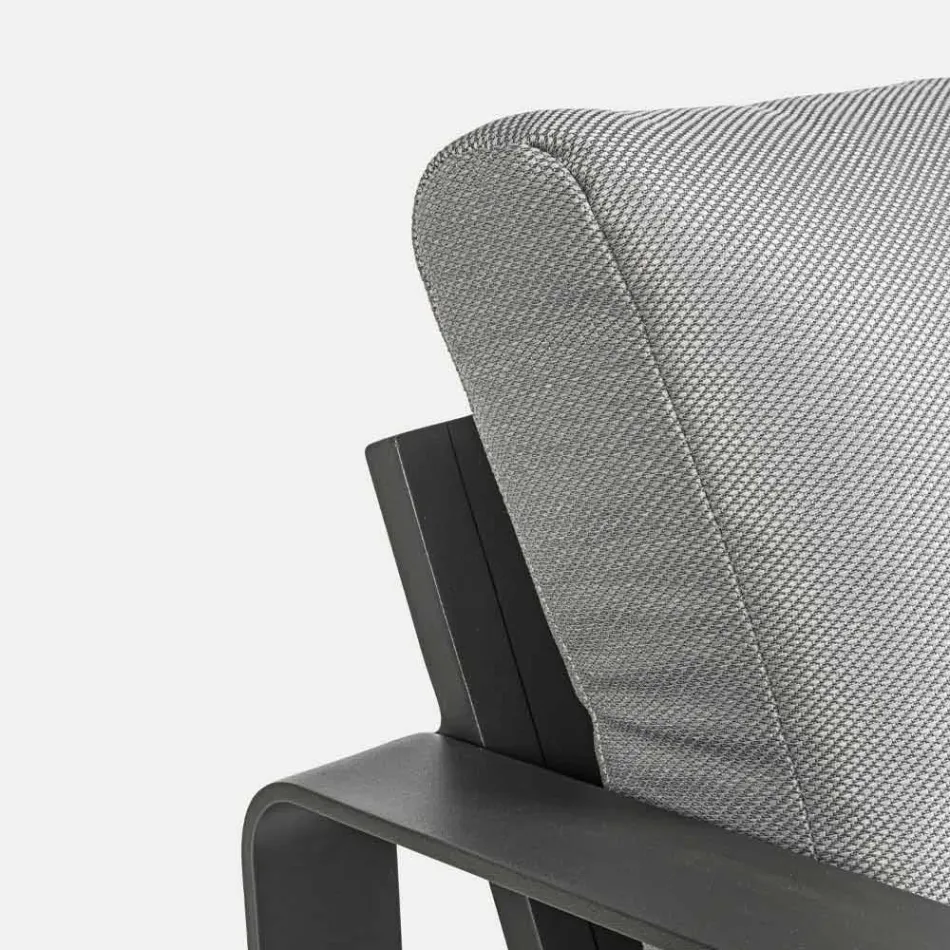 Sillón de exterior en tela y aluminio acabado antracita, 2 piezas - Deria Viadurini