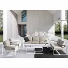Sillón de exterior en tela y aluminio pintado en blanco, 2 piezas - Marianna Viadurini