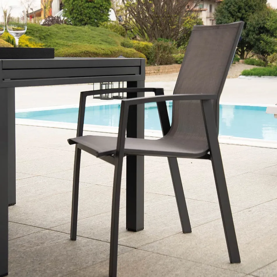 Sillón de exterior de aluminio y textilene - Mapa Viadurini