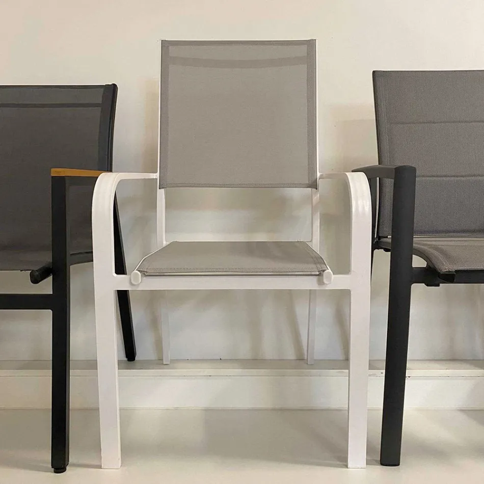 Sillón de exterior de aluminio y textileno - Solar Viadurini