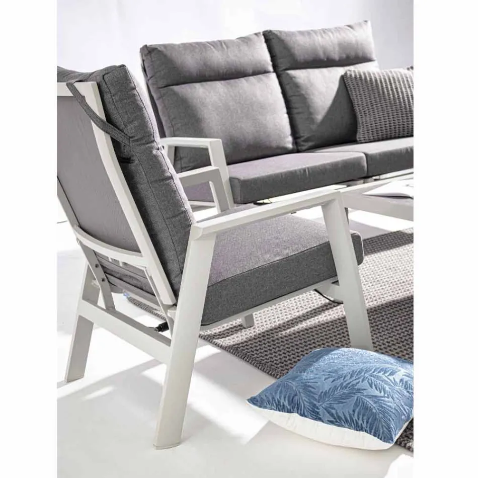 Sillón de exterior reclinable en tela y aluminio, 2 piezas - Nathy Viadurini