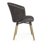 Sillón de jardín con patas de teca y asiento de tela, Homemotion - Chantall Viadurini