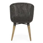 Sillón de jardín con patas de teca y asiento de tela, Homemotion - Chantall Viadurini